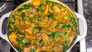 Okro soup with Goatmeat
